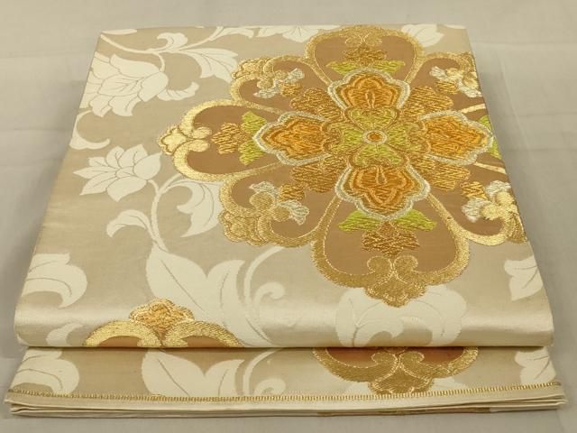 平和屋着物◎六通柄袋帯 正倉院花文 金銀糸 正絹 逸品
