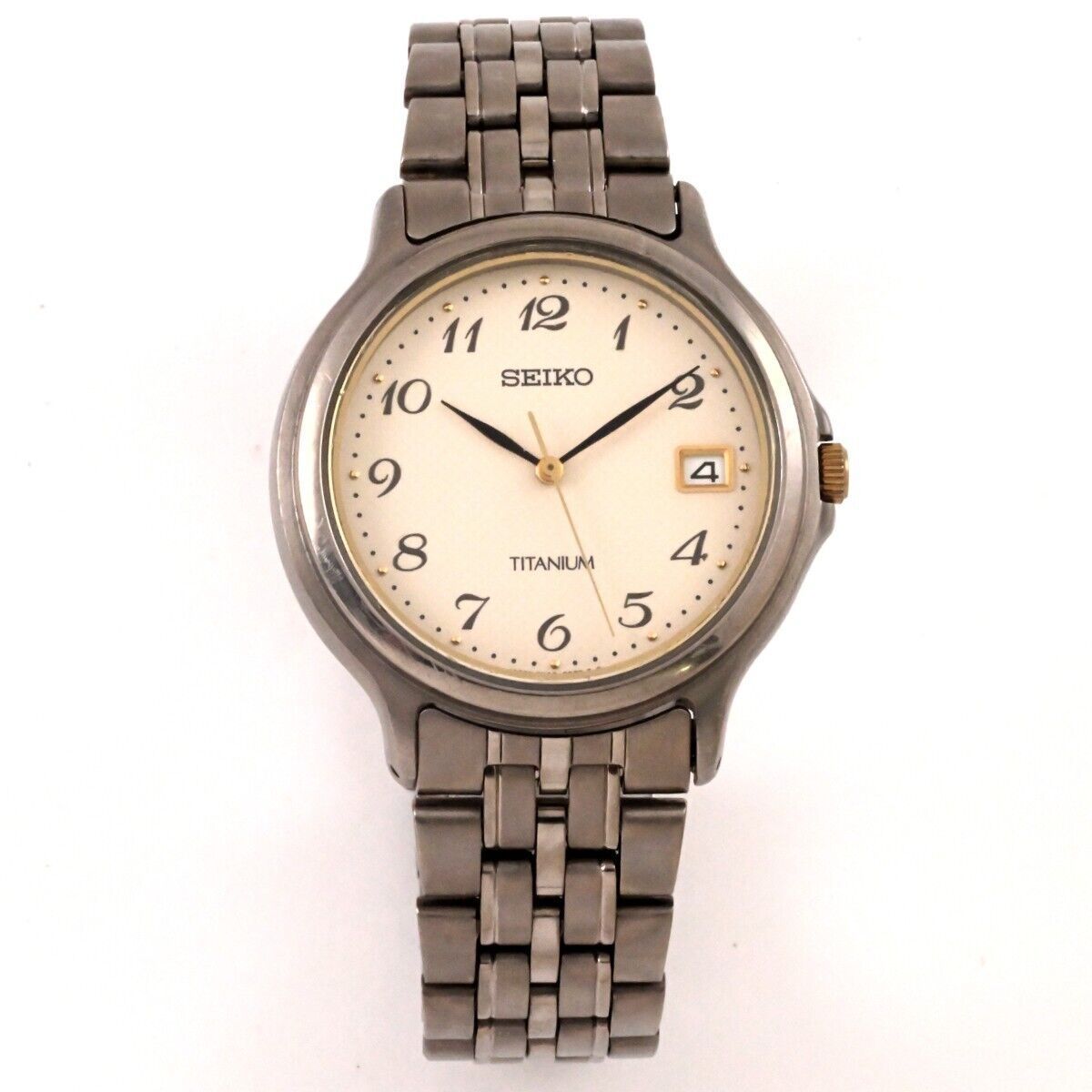 【SEIKO】セイコー Analog Watch Men's Date 7N42-8A60 36mm Beige Dial QUARTZ  チタンTitanium 動作品 $