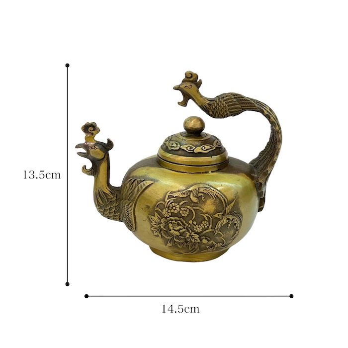 鳳凰急須 鳳凰 朱雀 不死鳥 フェニックス 観賞用 銅 金 ゴールド 置物