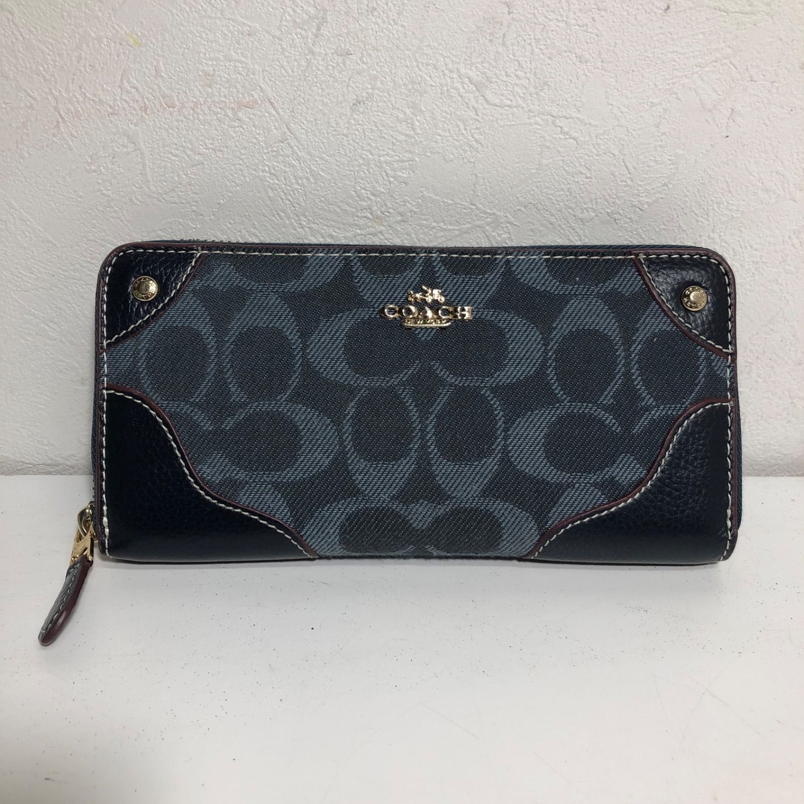 ☆COACH コーチ 長財布 レザー×デニム シグネチャー F53769 ☆ - メルカリ