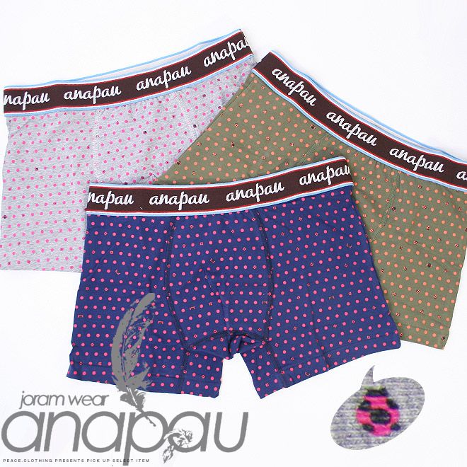 【anapau】アナパウ てんとう虫ドット ボクサーパンツ ブリーフ (Ｓサイズ女性または細身の男性向き)【下着/メンズ/レディース】【メール便 可】【S/S】【A/W】 ネイビー S