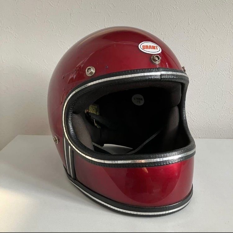 GRANT RG-9 Sサイズ ビンテージヘルメット 80年代 赤 旧車 ハーレー フルフェイス アメリカ フレーク バイク メッキ 札幌 MOTORS INC FFCRYSTALESIA_COM