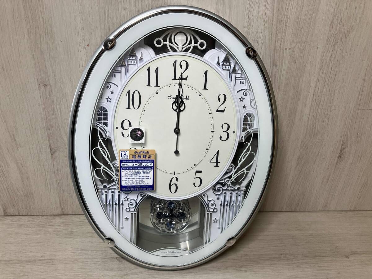 リズム時計工業 Small World スモールワールドプラウド 4MN523RH05 緑メタリック色 白 電波時計