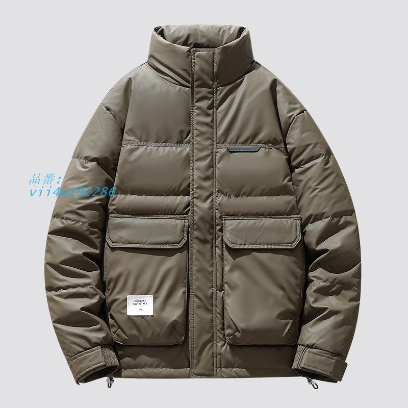 メンズ ダウンジャケット 光沢 立体的ポケット PUレザー 大きい ブルゾン ミリタアウトドアカジュアル 防寒 冬服 冬服 防風 ワンポイント おしゃれ vii4w192286