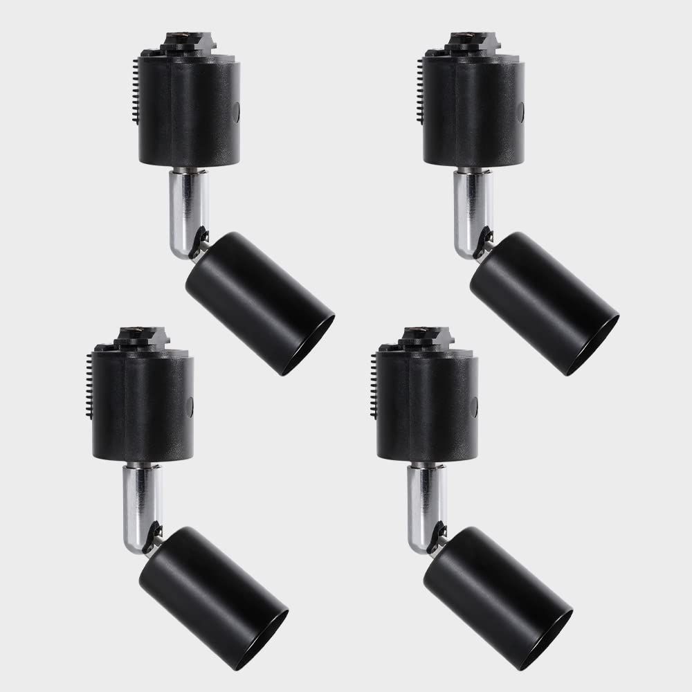 【特価セール】配線ダクトレール用照明器具 電球なし LEDスポットライト 天井照明 ダクトレールライト用スポットライト 照射角度調節可能 (E17口金 siatom 黒4個セット)