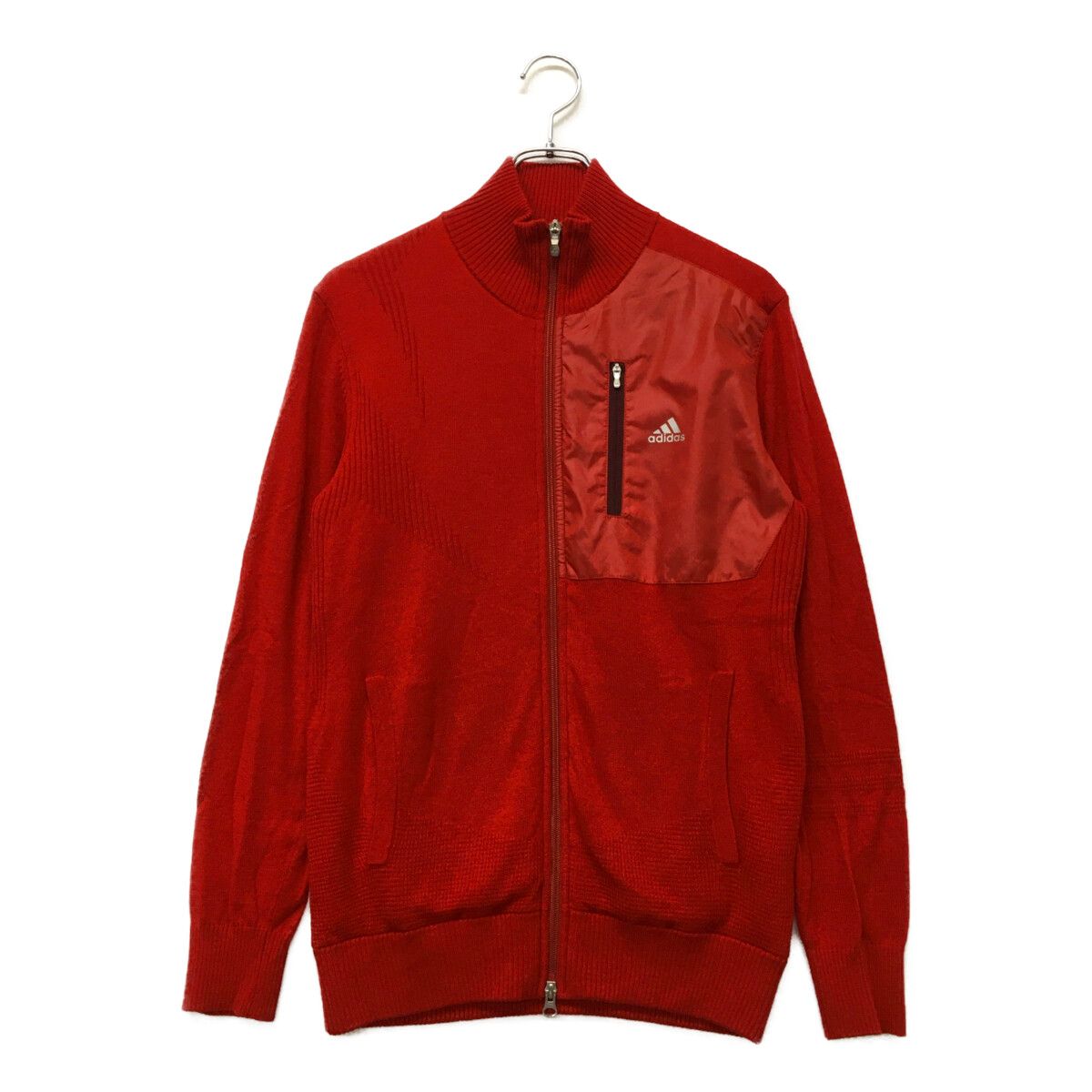 中古 メンズ アディダスゴルフ adidas GOLF ニットアウター M 赤 レッド ダブルジップ