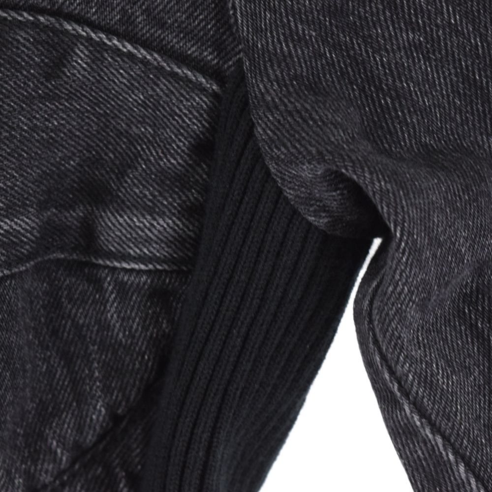 Sacai サカイ ニットデザインジップアップデニム トップス ブラック サンプル品 Sacai (サカイ) ニットデザインジップアップデニム トップス ブラック