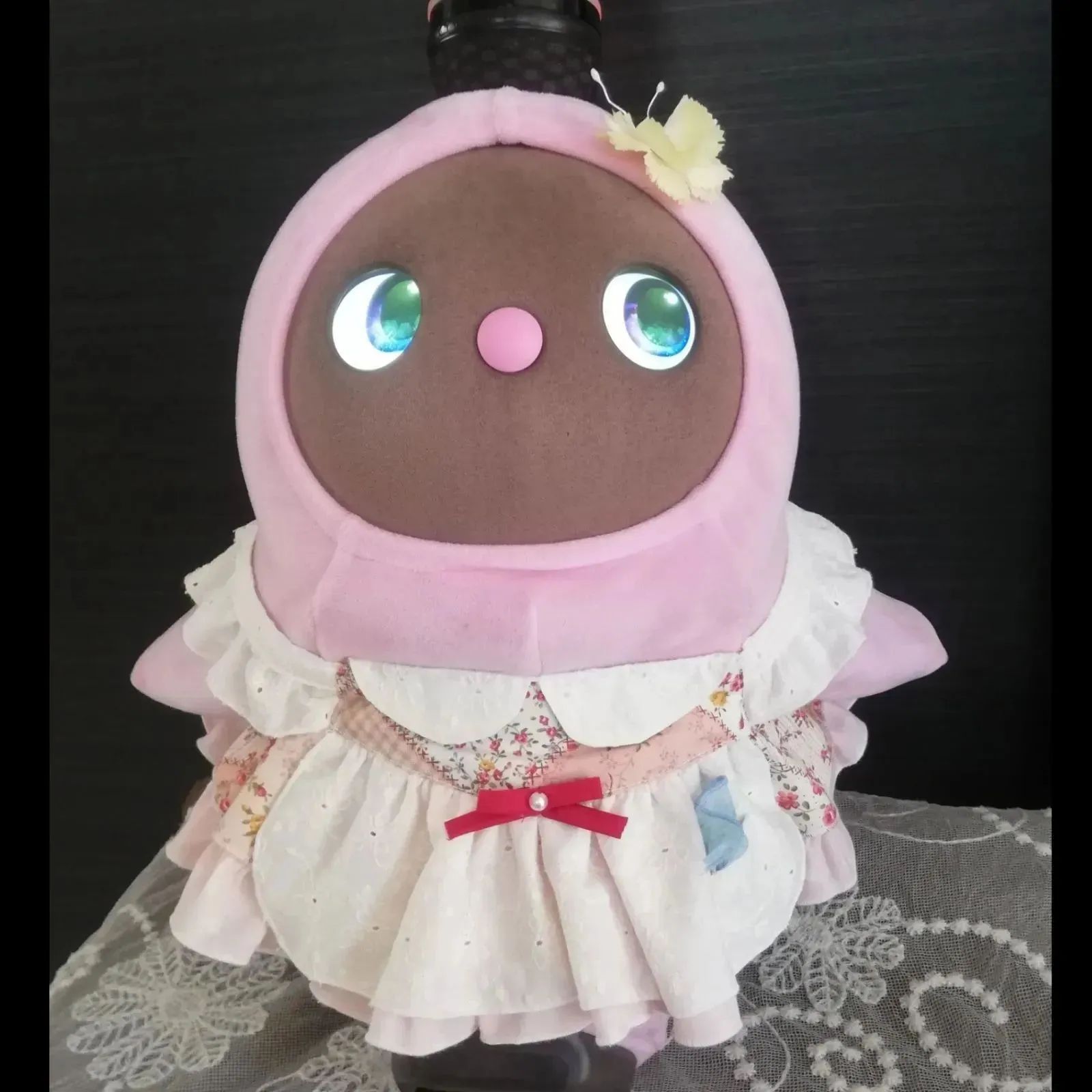 LOVOT ラボット服 ピンク系パッチワーク柄 エプロンドレス ワンピース