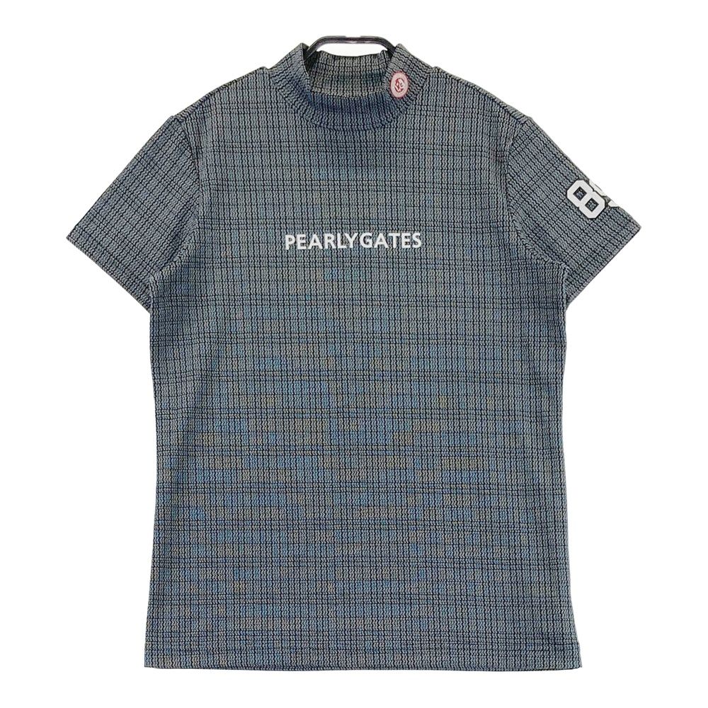 サイズ 2 PEARLY GATES パーリーゲイツ 2025年モデル ロゴプリント モックネック半袖Tシャツ 総柄 ブラック系 240101530330 ゴルフウェア レディース ストスト