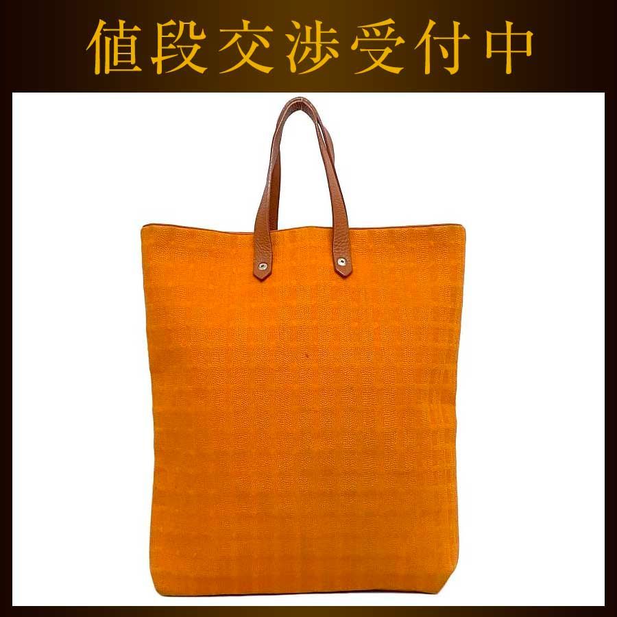 エルメス アメダバ トートバッグ オレンジ ブラウン 美品 キャンバス 