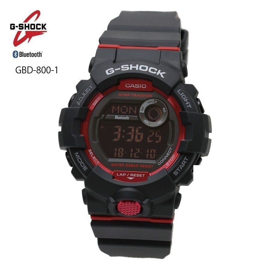 CASIO カシオ Gショック ジーショック 時計 GBD-800-1 Bluetooth対応 スマホ連動 G-SQUAD ジースクアッド ブラック レッド ワークアウト エクササイズ スマートウォッチ カロリー計算 歩数計 メンズ 男性 腕時計