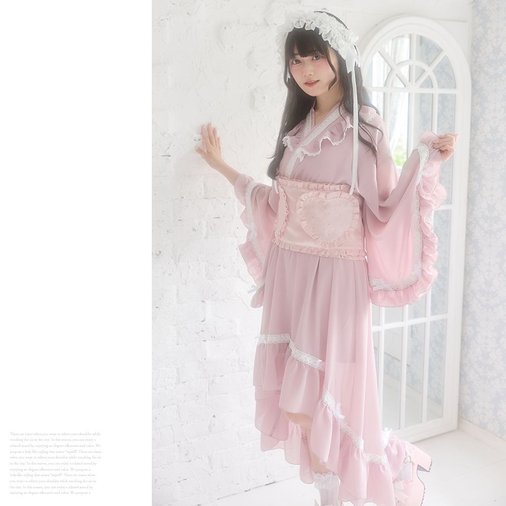夢展望公式 [新品未使用] はしごレースフリルロリータ浴衣 [ピンク] 他