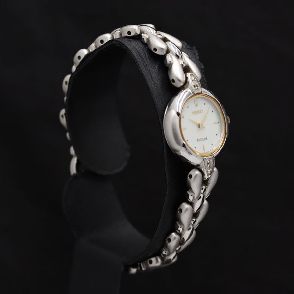 稼働 セイコー エクセリーヌ 4N20-1060 ラウンド QZ シェル文字盤