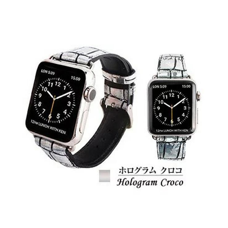 GAZEゲイズクロコ型押しスマートウォッチバンドAppleWatchバンドアップルウォッチベルト本革牛革腕時計用ベルト.3R