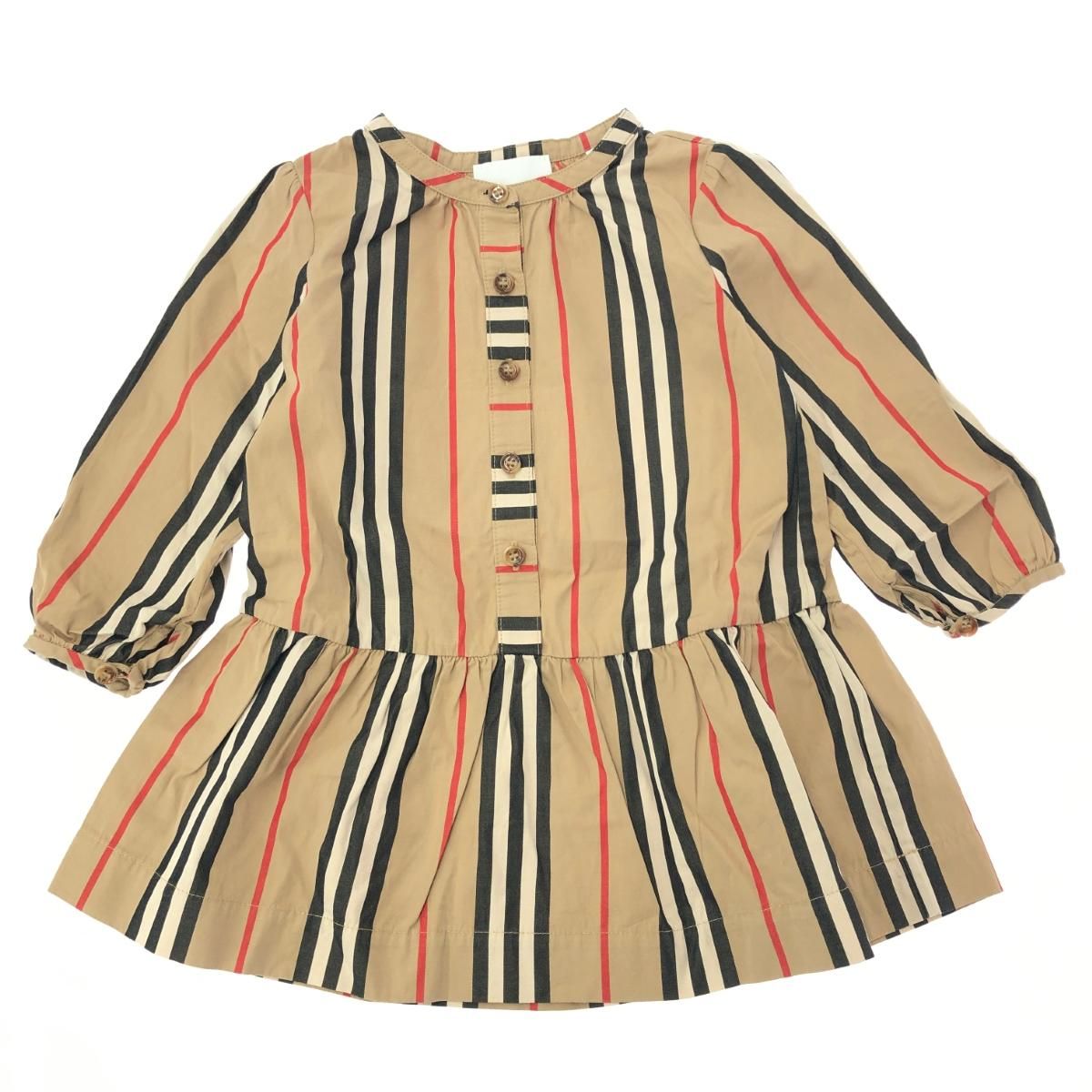 BURBERRY LONDON バーバリーロンドン ノバストライプ柄 長袖 ワンピース サイズ 12ｍ 80cm ベージュ キッズ 240001100577