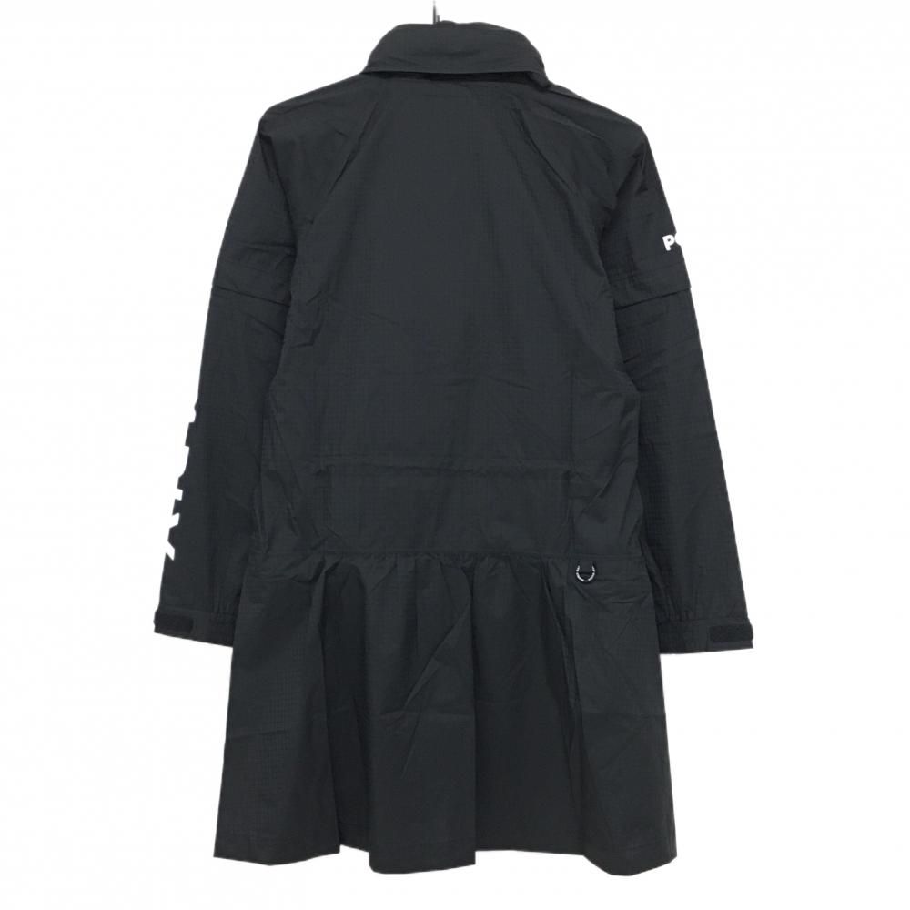 パーリーゲイツ 2WAYレインワンピース ダークネイビー×白 地模様 袖着脱可 フード付 レディース 0 S ゴルフウェア PEARLY GATES