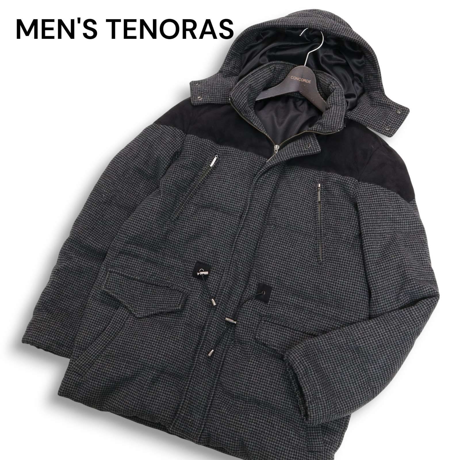 MEN'S TENORAS メンズティノラス 秋冬★ ハイネック ウール ニット セーター Sz.L位　メンズ 日本製 グレー　c510tb333 TENORAS メンズティノラス 秋冬☆ ヘリンボーン スリム アンコン