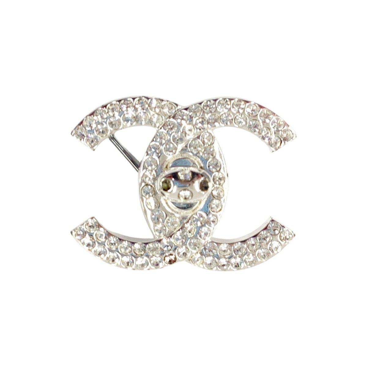 〇〇CHANEL シャネル ココマーク ラインストーン ブローチ アクセサリー シルバー