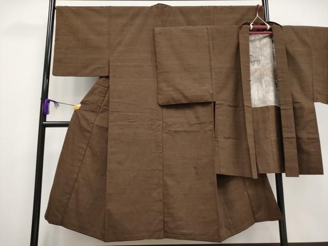 平和屋着物 上 男性 紬 アンサンブル 色無地 黒茶色地 CYAA3426s5