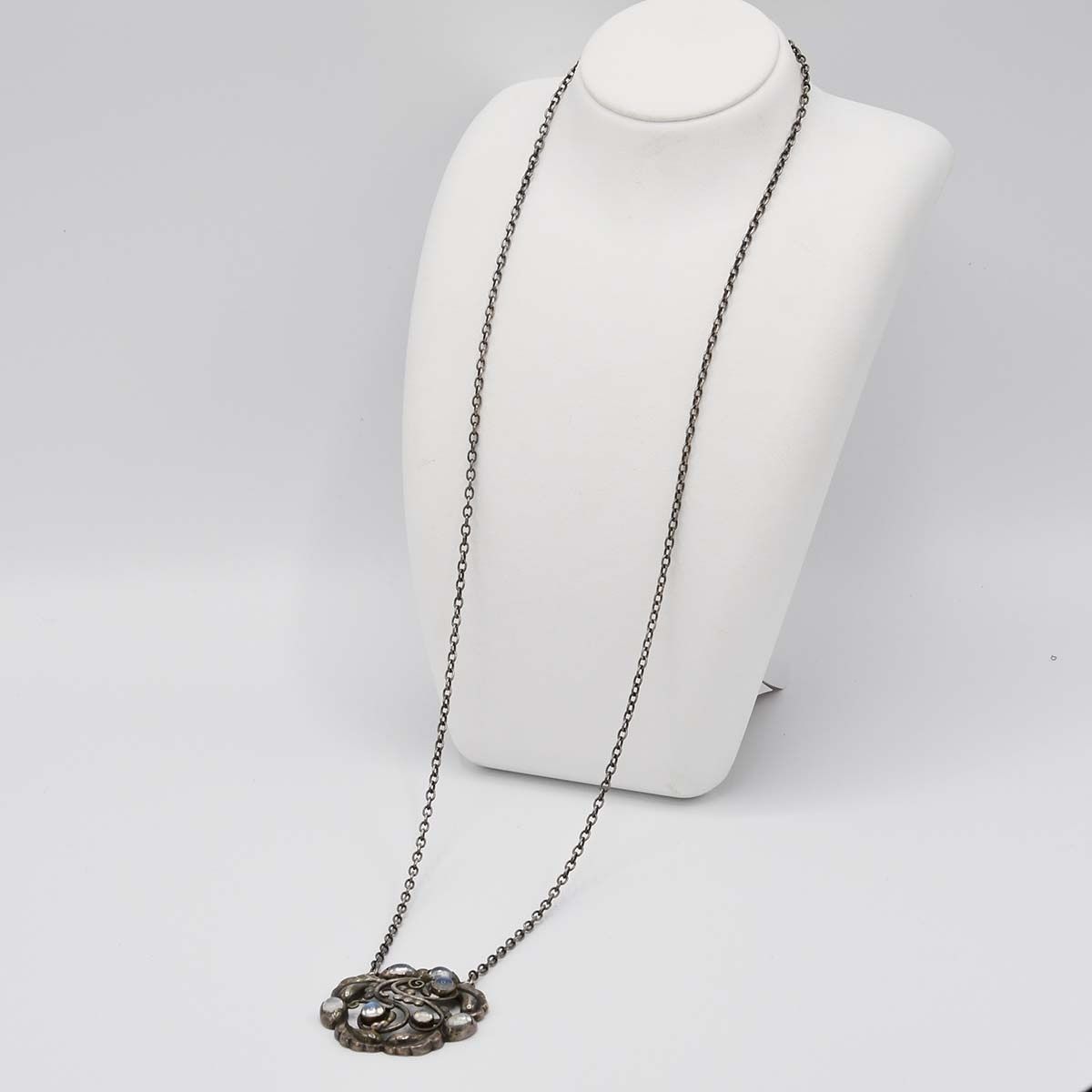 【美品】ジョージジェンセン ネックレス ムーンストーンブロッサム 36 シルバー 美品 GEORG JENSEN ジョージジェンセン ネックレス ムーン
