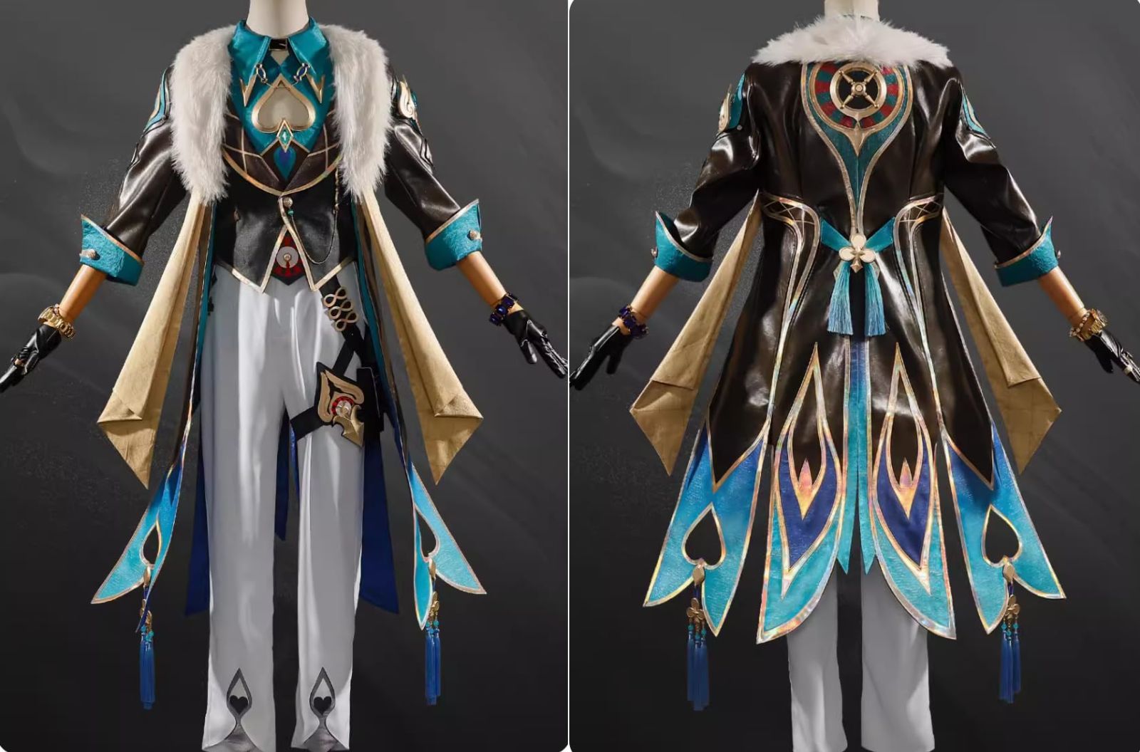 五次元 高品質 ウイッグ 回転 背飾り 立体桃心 腕時計 pvcカード付き 崩壊 スターレイル コスプレ 衣装 Star Rail アベンチュリン 砂金 コス BJ0927ML03