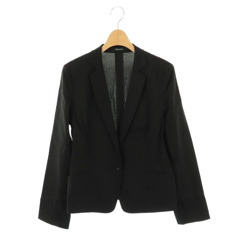 Aquascutum ブラックレザー テーラードジャケット U．K． ラムレザージャケット（5004404013