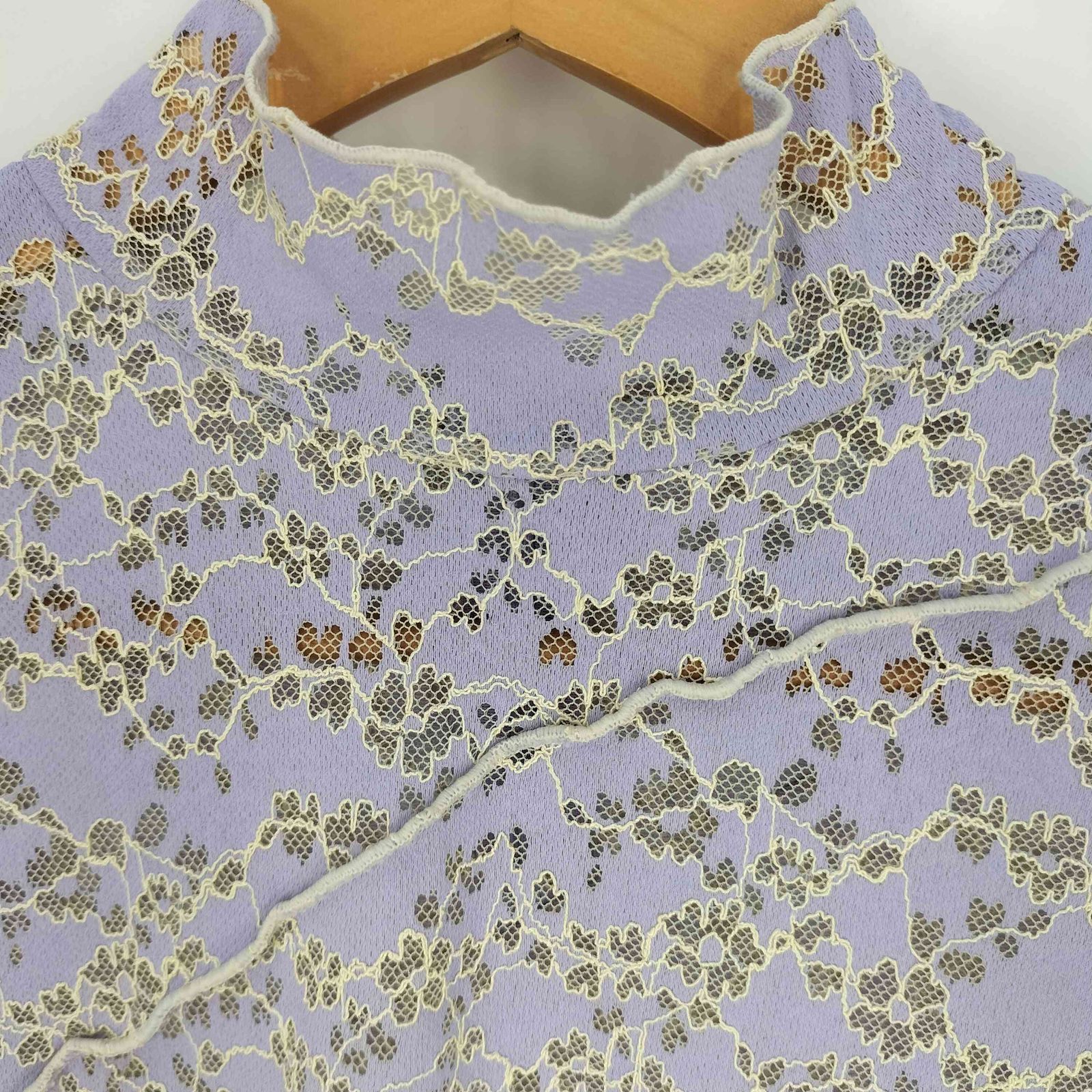 【美品】  MURRAL / ミューラル | 2020AW | stretch lace top ストレッチ フラワー レーストップス | 36 | ライトグレー | レディース 美品】 MURRAL / ミューラル | 2020AW | stretch lace top