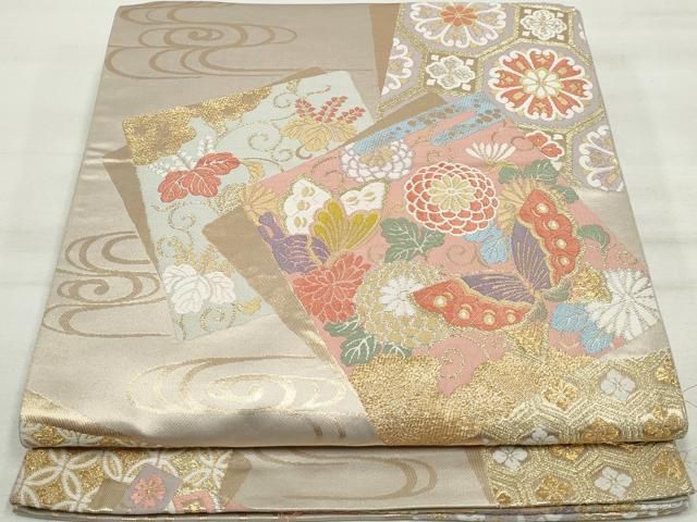 平和屋着物○六通柄袋帯 唐織 正倉院鳳凰花文 金糸