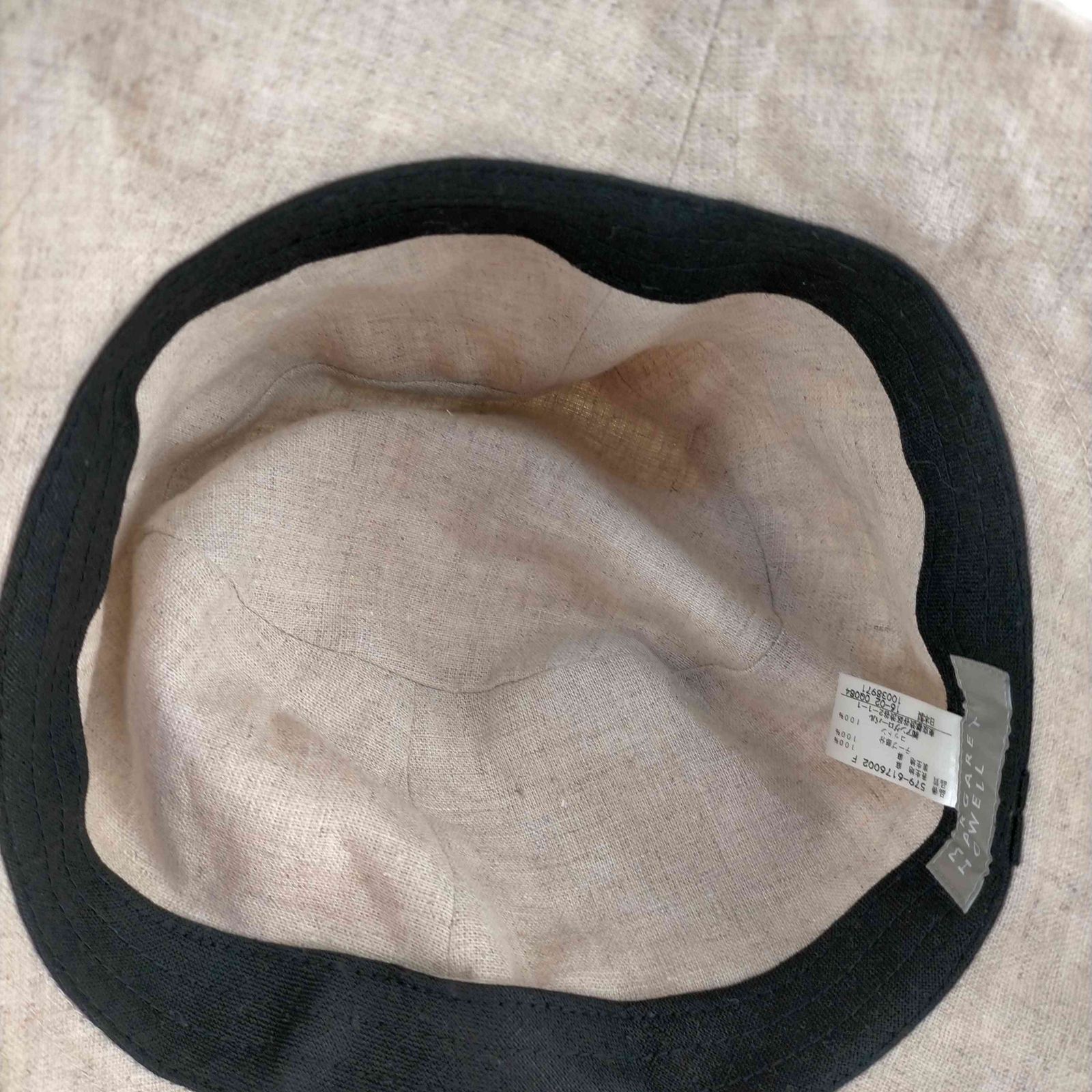 新品 マーガレットハウエル リネン風ハット 黒リボン付き 新品