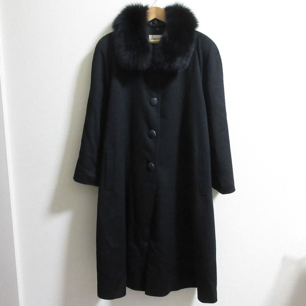 美品 MASABARDO カシミヤコート ブルーフォックスファー ブラック 9