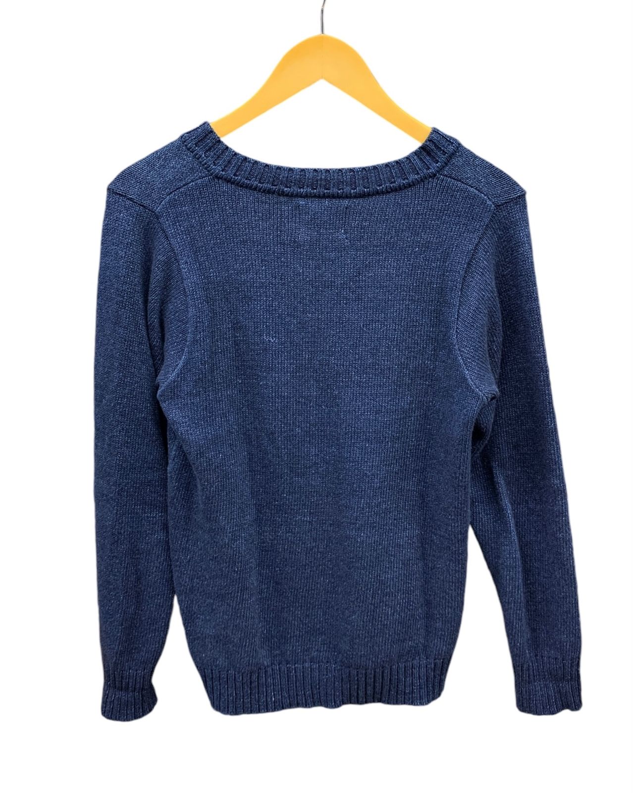 エヴィス　インディゴ　コットンニット　クルーネック　日本製 EVISU (エヴィス) インディゴ染め ニット セーター クルーネック