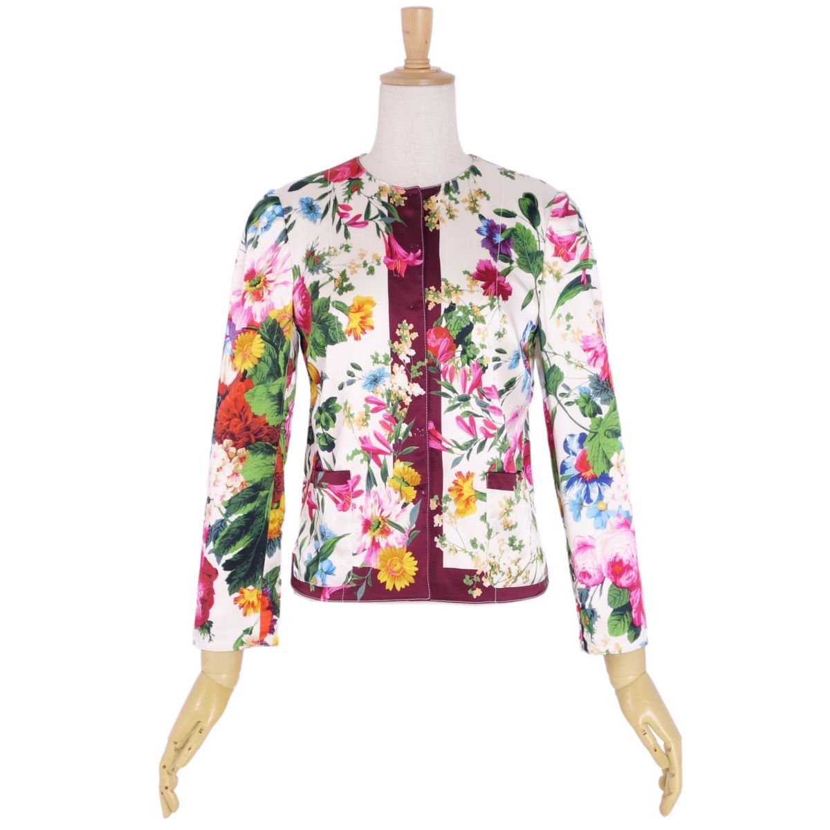 希少⭐︎ DOLCE&GABBANA シルク フラワー ノーカラージャケット 38 ドルチェ&ガッバーナ DOLCE&GABBANA ジャケット ノーカラージャケット