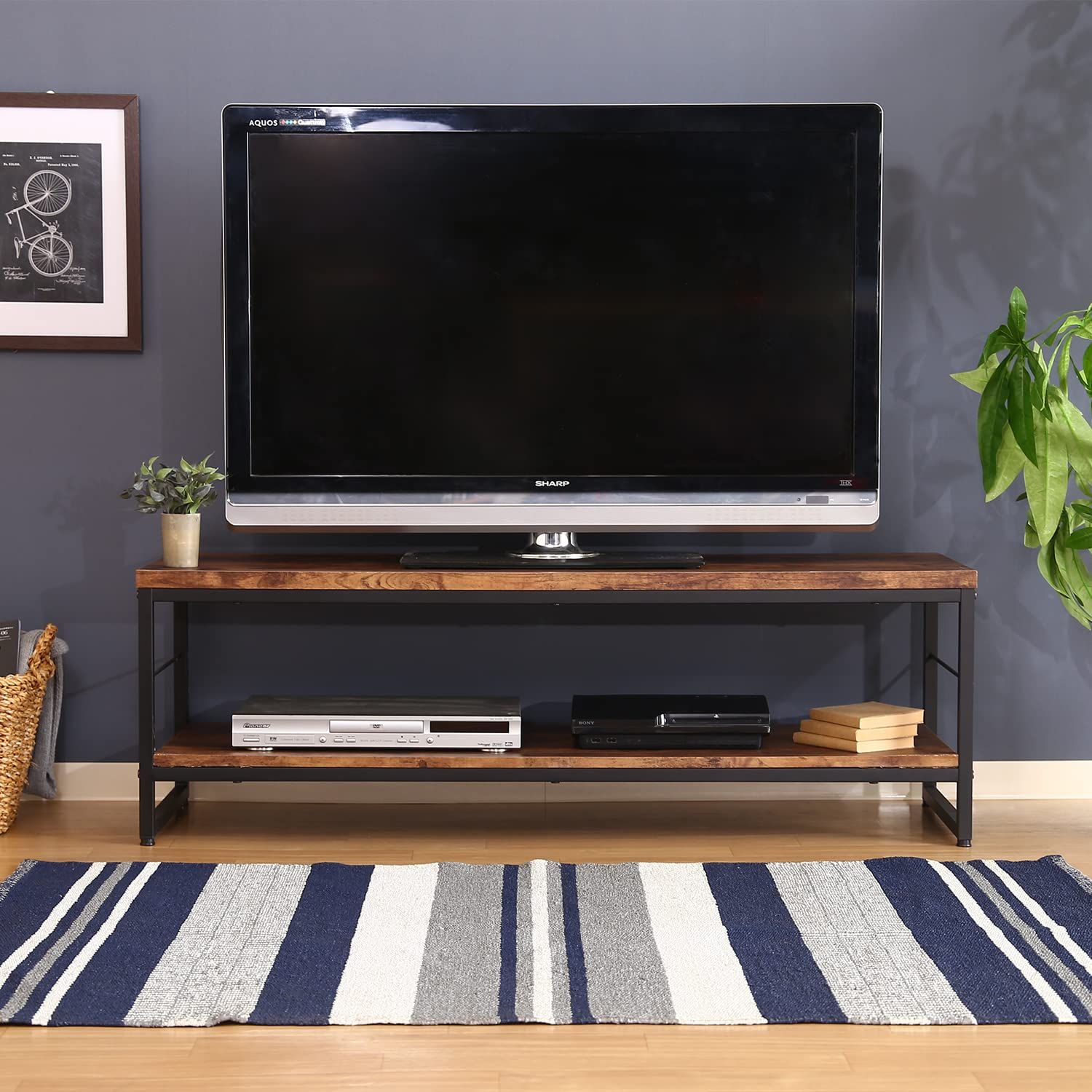 ブラウン ローボード 幅120×奥行40×高さ40cm ヴィンテージ風 42型推奨 収納棚 32型 組立商品 テレビボード ナビア テレビ台 14646 不二貿易 MEBLE-SODAR_PL