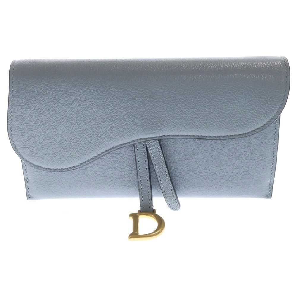DIOR (ディオール) サドル レザー チェーンウォレット 長財布 ロースクレール グレー S5614CCEH