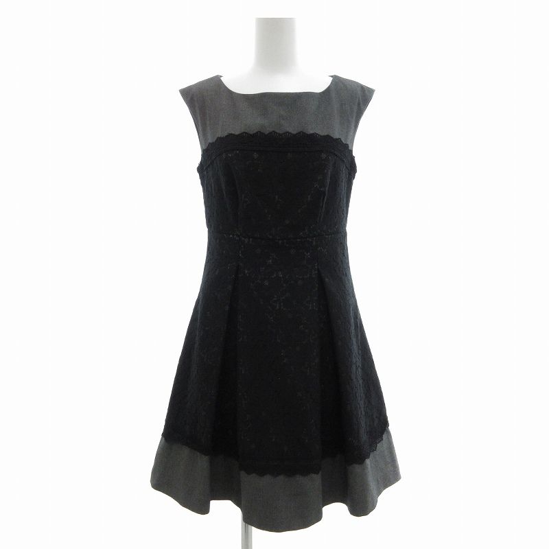ジルバイジルスチュアート JILL by JILLSTUART ワンピース 切替 レース フレア ひざ丈 ノースリーブ S グレー /JS ■GY09