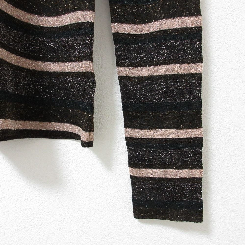 ULLA JOHNSON - 美品 ULLA JOHNSON  ウラジョンソン ボーダー柄 タートルネック 長袖 ラメニット カットソー セーター 小さいサイズ P マルチカラー レディース 古着 中古 USED 美品 ULLA JOHNSON ウラジョンソン ボーダー柄 タートルネック