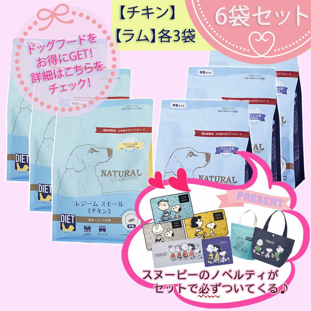 プレゼント付 レジームスモール チキン３袋 ラム３袋 1.1kgX６袋セット ダイエット フード ナチュラルハーベスト