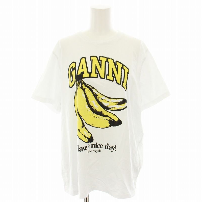 ガニー GANNI Tシャツ カットソー クルーネック 半袖 ロゴ