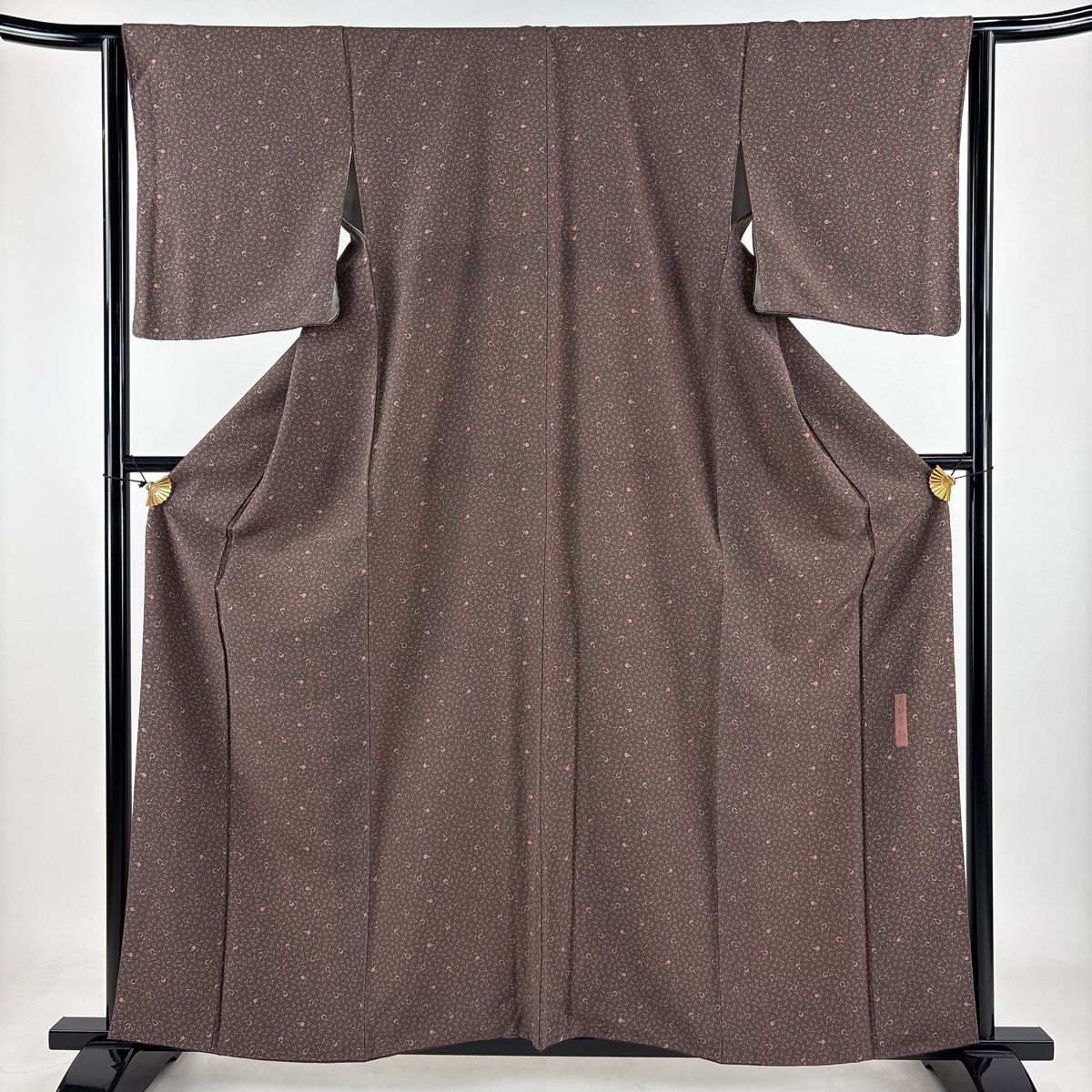 小紋 身丈160cm 裄丈63.5cm S 袷 人間国宝 南部芳松 落款 なす 小豆色 正絹 秀品