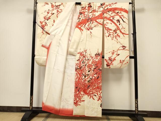 【彦兵衛mini】8,000円スタート！逸品！裄70cm！汕頭刺繍・正絹振袖 彦兵衛mini】8,000円スタート！逸品！裄70cm！汕頭刺繍・正絹
