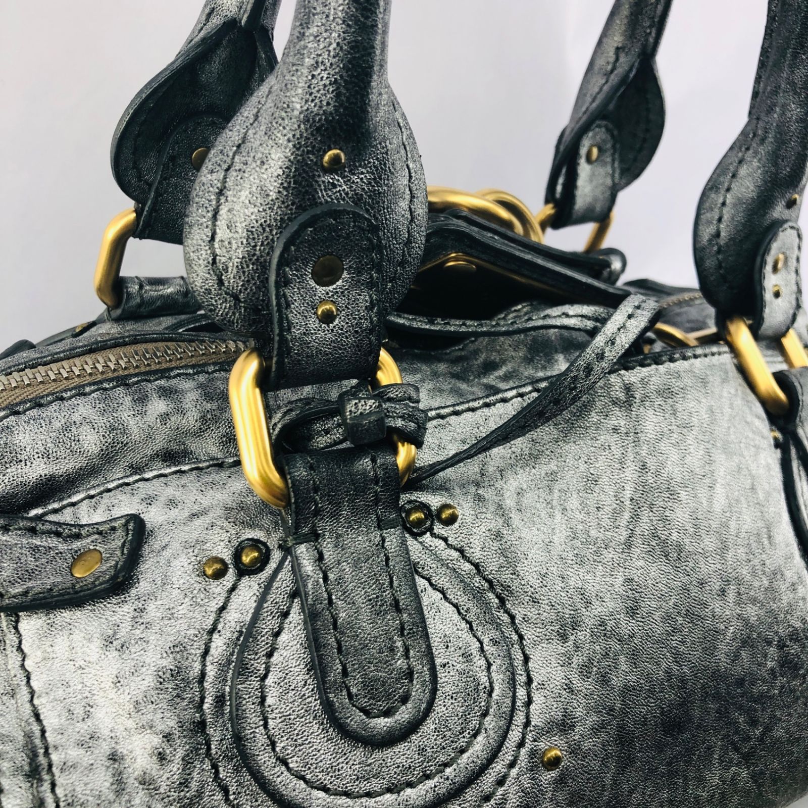 ○Chloe(クロエ) ハンドバッグ パディントン シルバー レザー