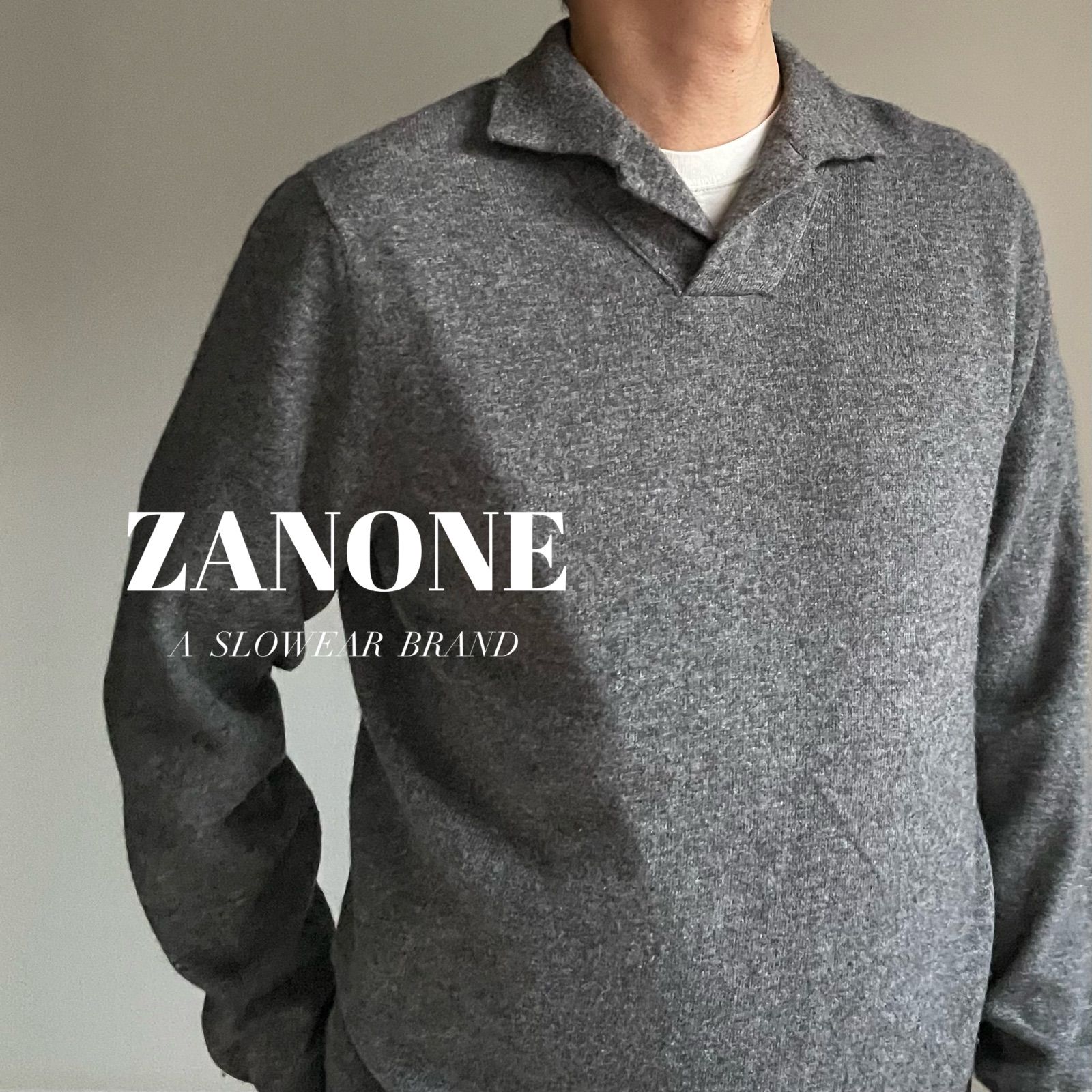 ZANONE / ウール カシミヤニットロングスリーブスキッパーポロ