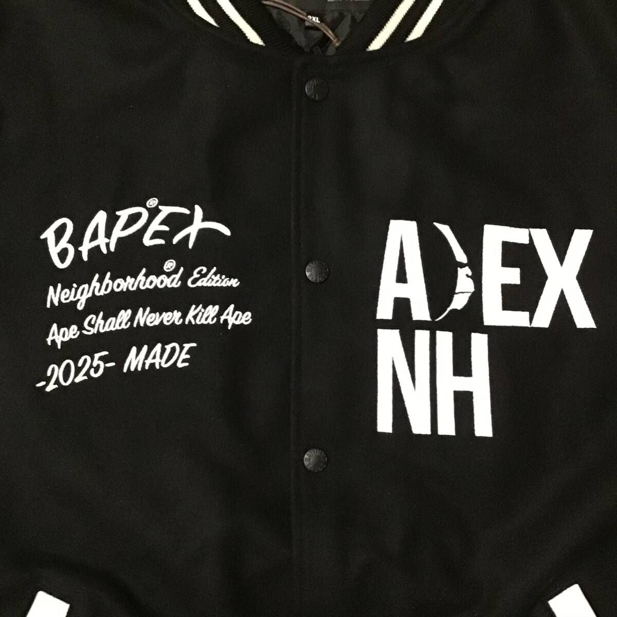 ☆新品☆ 2XL ネイバーフッド × BAPE 袖レザー スタジャン a bathing 