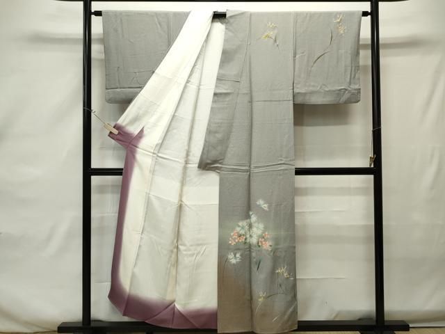 M955＋　D266 振袖　蝶　花模様　金彩　正絹　着物　袷　極美品 M955＋ D266 振袖 蝶 花模様 金彩 正絹 着物 袷 極美品
