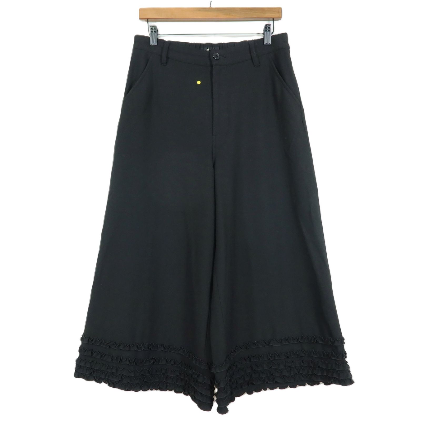 ピンクハウス☆ワイドパンツ ブラック系 大きいサイズ4(L) 裾段々