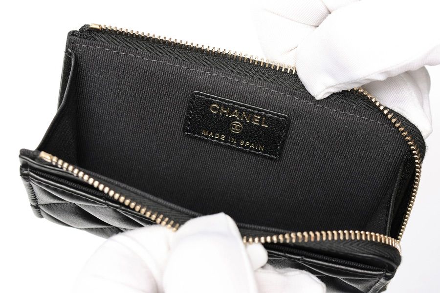 【CHANEL】ブラック×ゴールド◇フラップ カードケース ラム CC CHANEL シャネル CHANEL19フラップ カードケース ブラック/GP