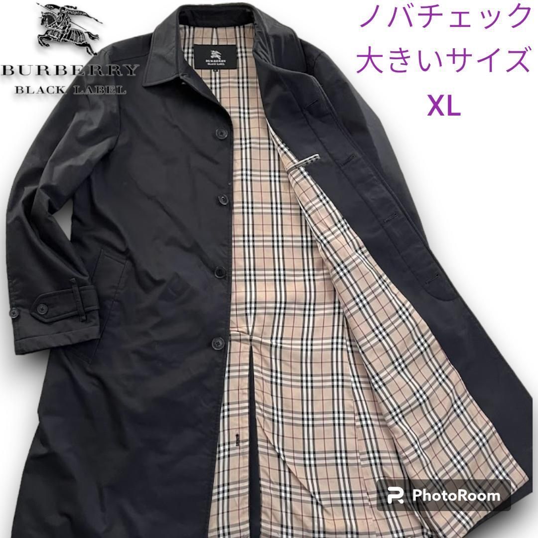 BURBERRY BLACK LABELPコート Burberry Black label ステンカラーコート 黒 men's L