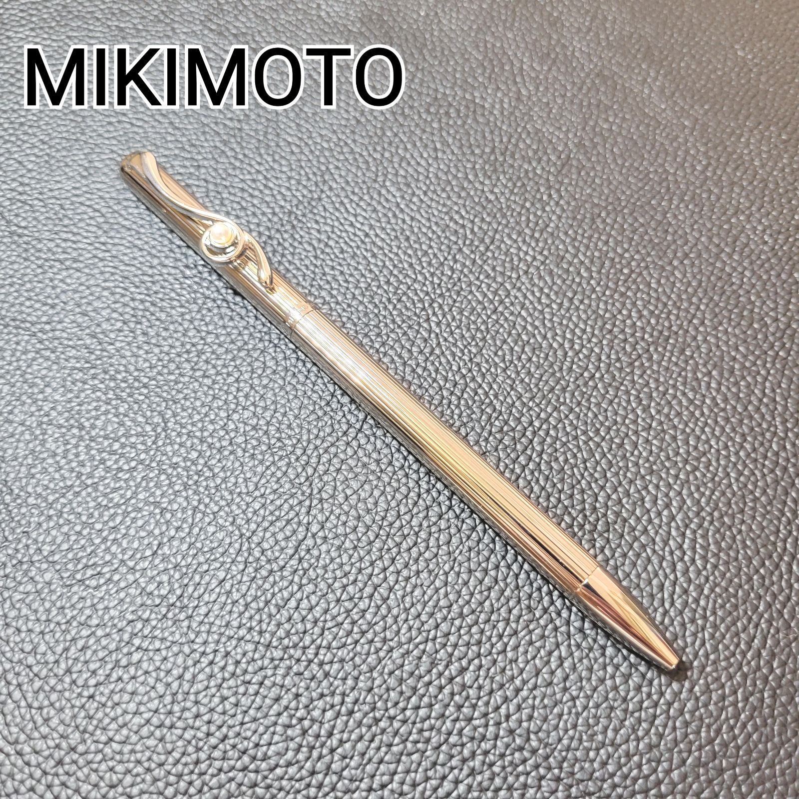 MIKIMOTO ミキモト パール 真珠 ボールペン シルバー ストライプ