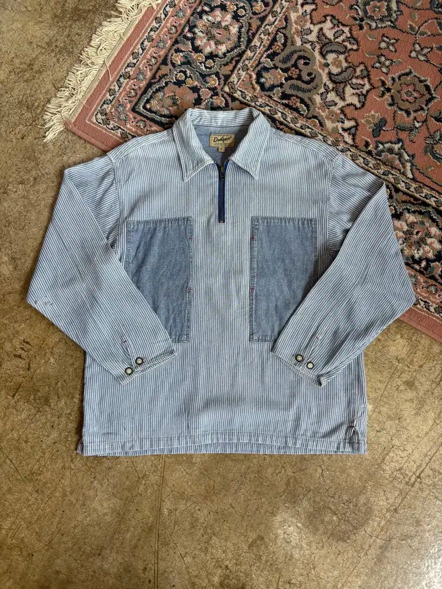 Dodgest ヒッコリース パッチ ハーフジップアップ