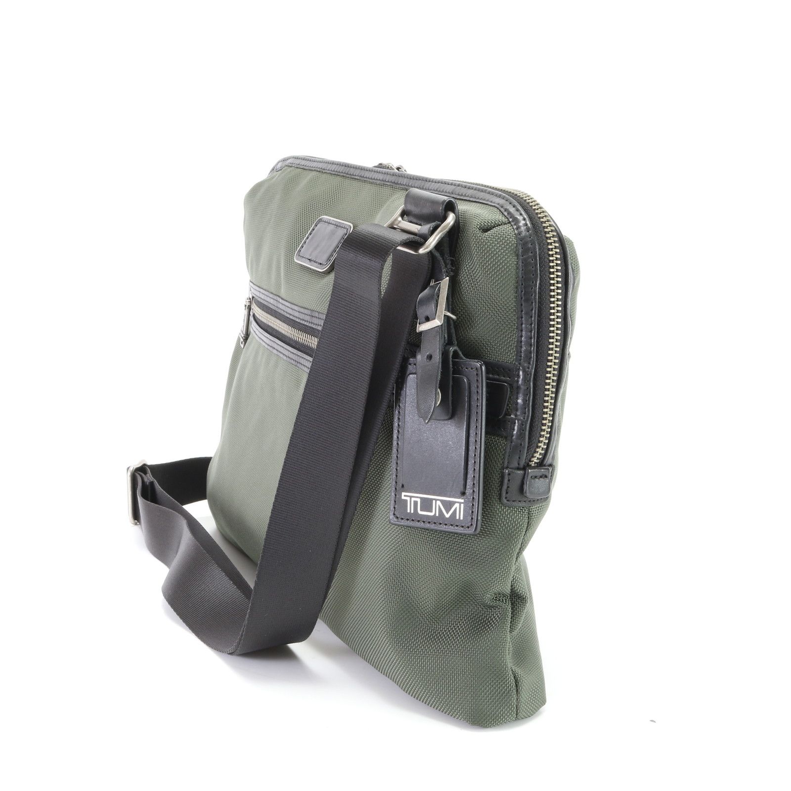 極美品 TUMI トゥミ カーキ レザー ナイロン ショルダーバッグ 